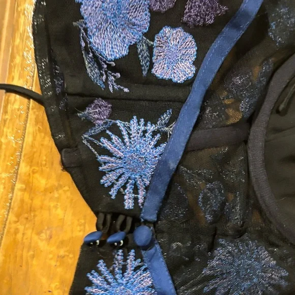 For Love And Lemons Black and Blue Floral Lace-Up Bustier - Picture 3 of 8